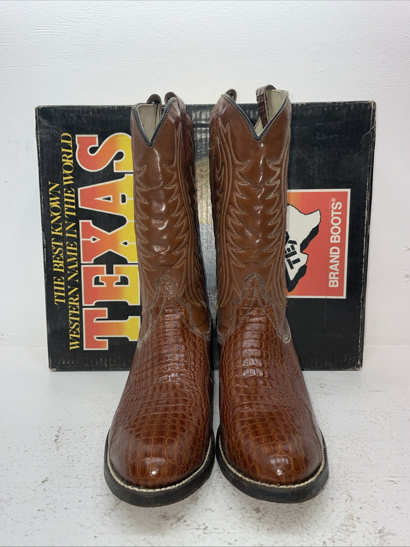 New Men’s Brown Texas Brand Cowboy Boots. 5084 10.5 10 1/2 D. 7-73