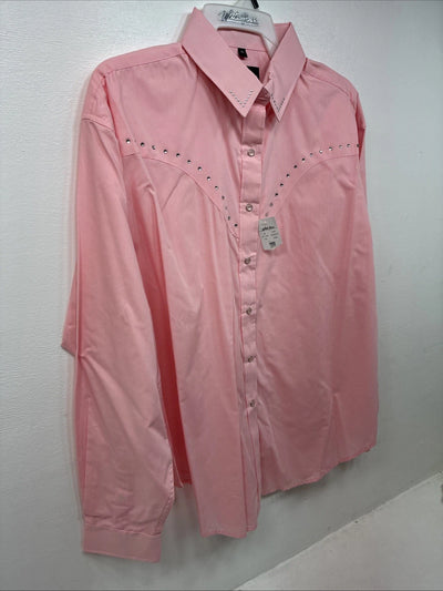 New Women’s White Horse Pink Gem Long Sleeve Pearl Snap XL II-38