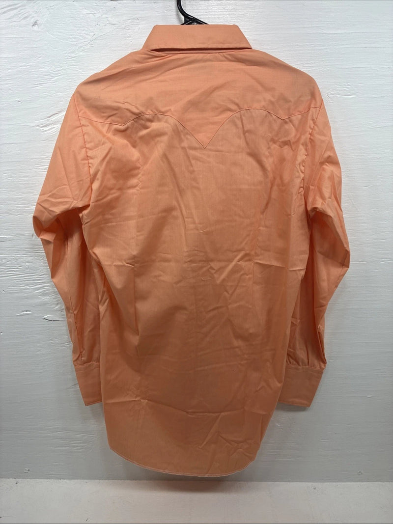 New Men’s Tem Tex Bright Orange Long Sleeve Pearl Snap 15 X 33 Medium K-91