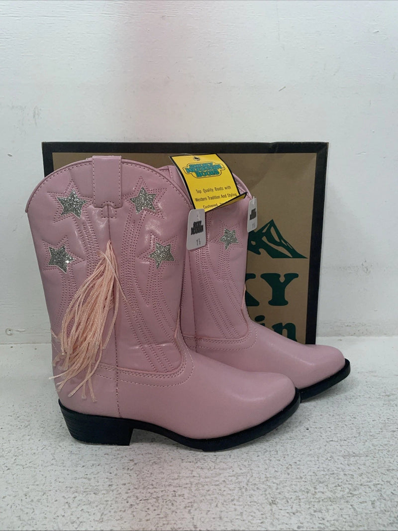 New Kids Pink With Fringe Smoky Mountain Cowboy Boots. 1058 C 1.5 1 1/2. 23-116