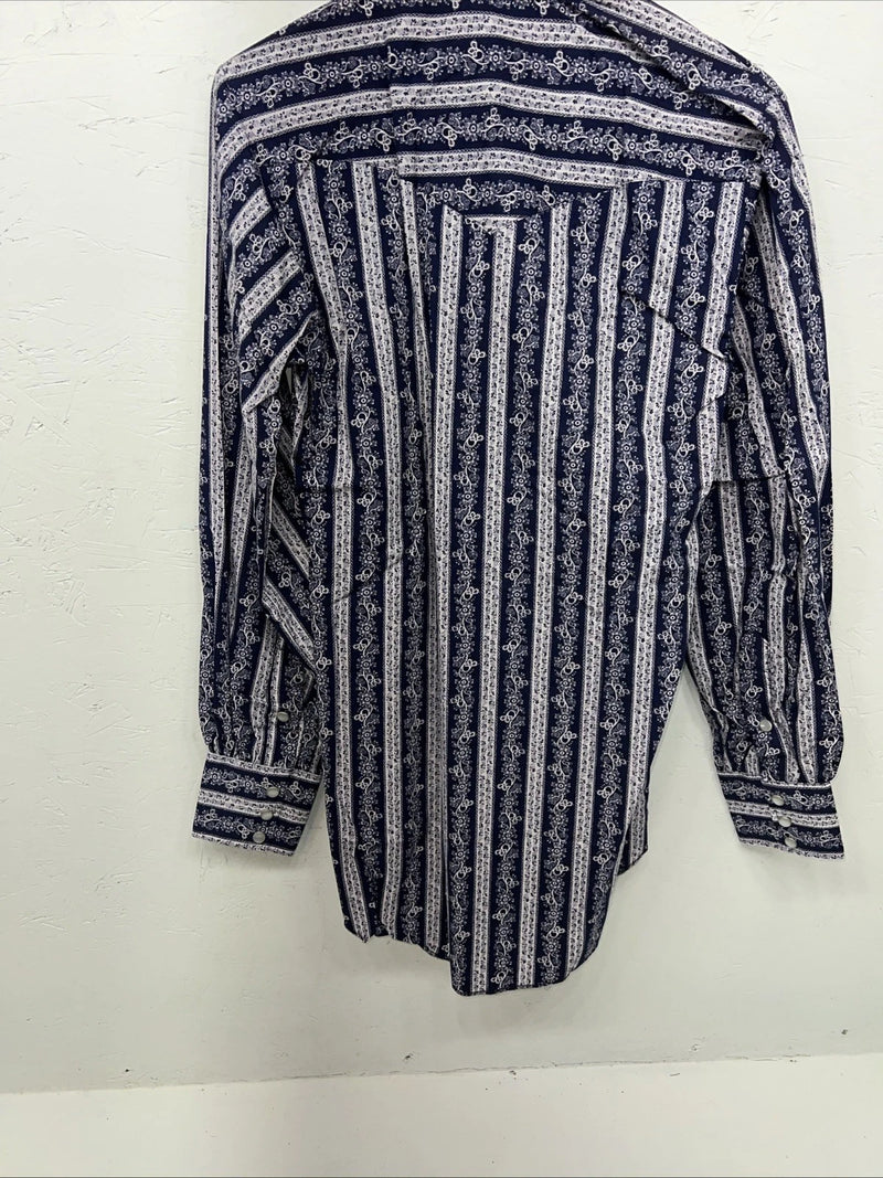 New Men’s Blue HbarC Ranchwear Long Sleeve Pearl Snap Shirt. M S-38