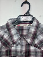 New Women’s Cumberland Purple Plaid Long Sleeve Pearl Snap Size 1X GG-10