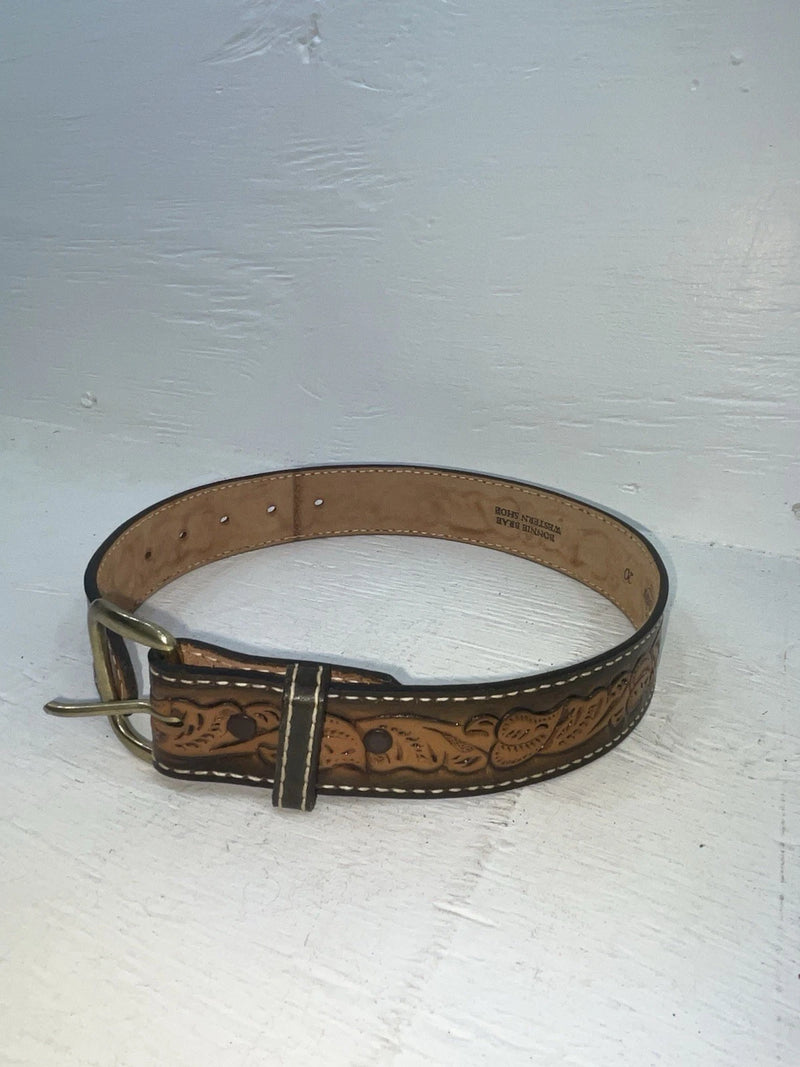 New Brown Genuine Leather Wright Tooled 20” Belt #10235 NN-92
