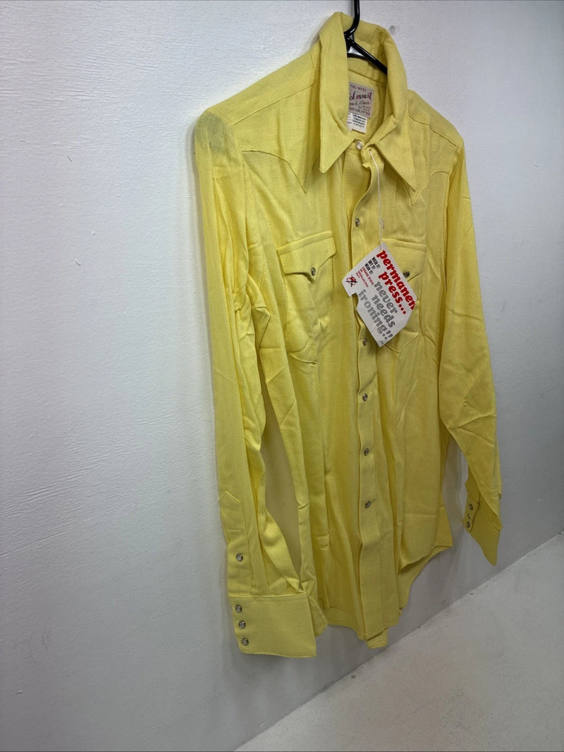 New Women’s Rockmount Yellow Long Sleeve Pearl Snap Size 35 LL-100