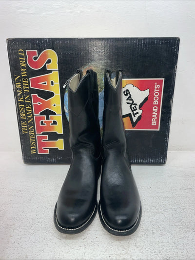 New Men’s Black Texas Brand Cowboy Boots. 4400 7.5 7 1/2 M. 1-50