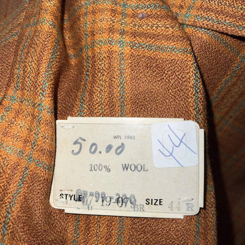 New Term-Tex Orange Plaid Suit Jacket 44R #11963 Y-602