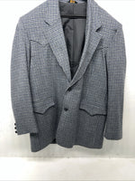 New Men’s Pioneer Wear Blue Plaid Suit Jacket 44 #12504 X-603