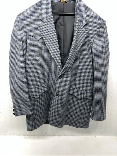 New Men’s Pioneer Wear Blue Plaid Suit Jacket 44 #12504 X-603