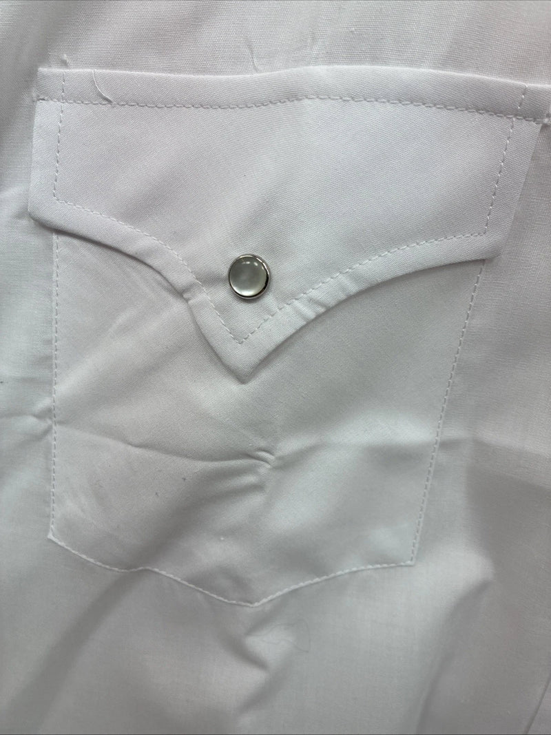New Men’s ELY Cattleman White Long Sleeve Pearl Snap 16.5 X 36 Large X-105
