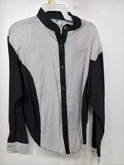 New Woman Cowboy Thread Black White Long Sleeve Button Up XL II-46