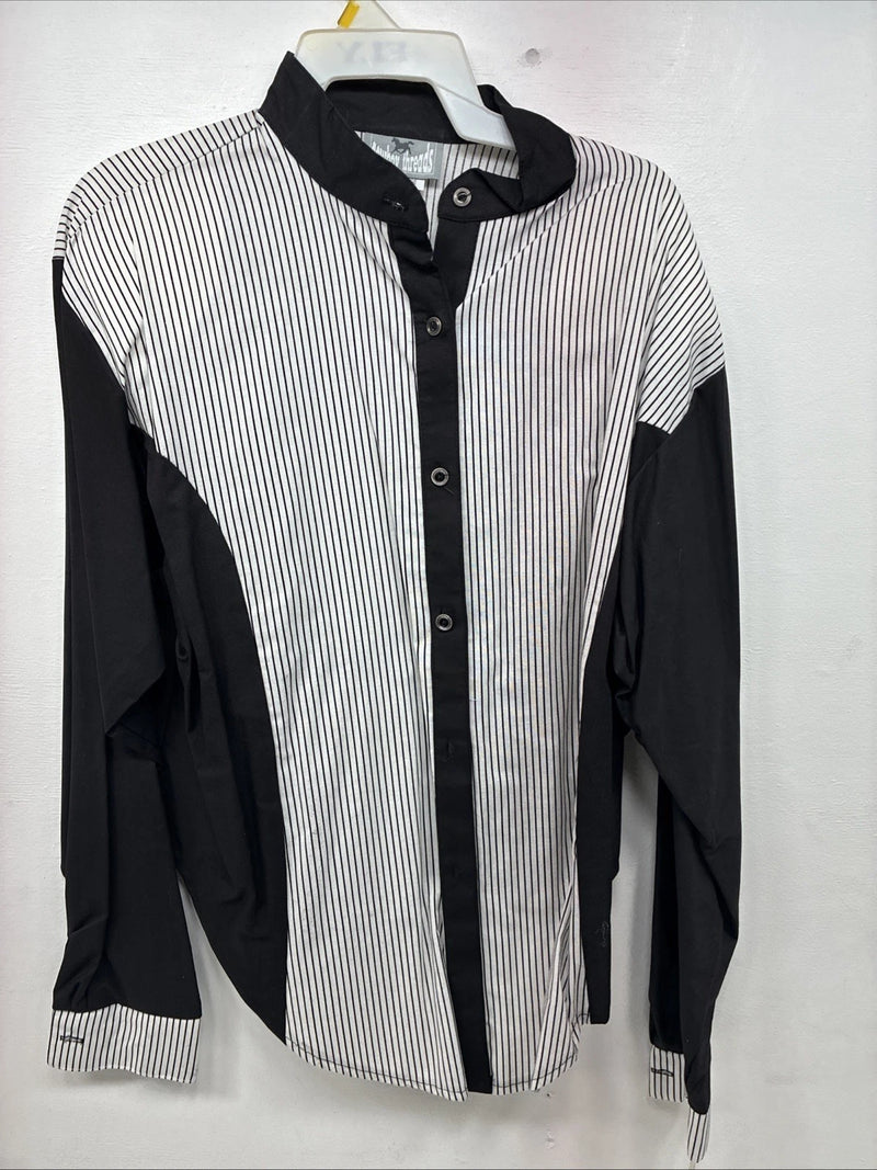 New Woman Cowboy Thread Black White Long Sleeve Button Up XL II-46