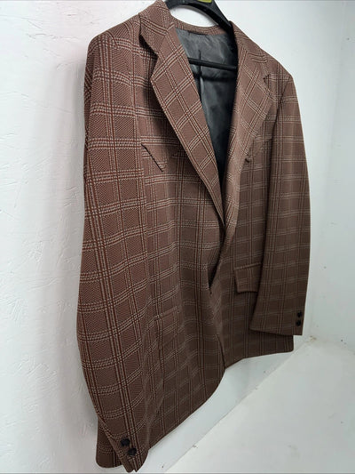 New Men’s Tanbark Red Plaid Suit Jacket 48R #720 X-601