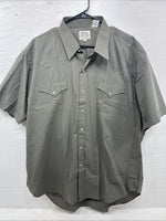 New Men’s ELY Cattleman Dark Siege Green Short Sleeve Pearl Snap 18.5 2XL M-28