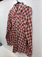 New Men’s Champion Westerns Red Plaid Long Sleeve Pearl Snap 16 X 35 Large Q-84