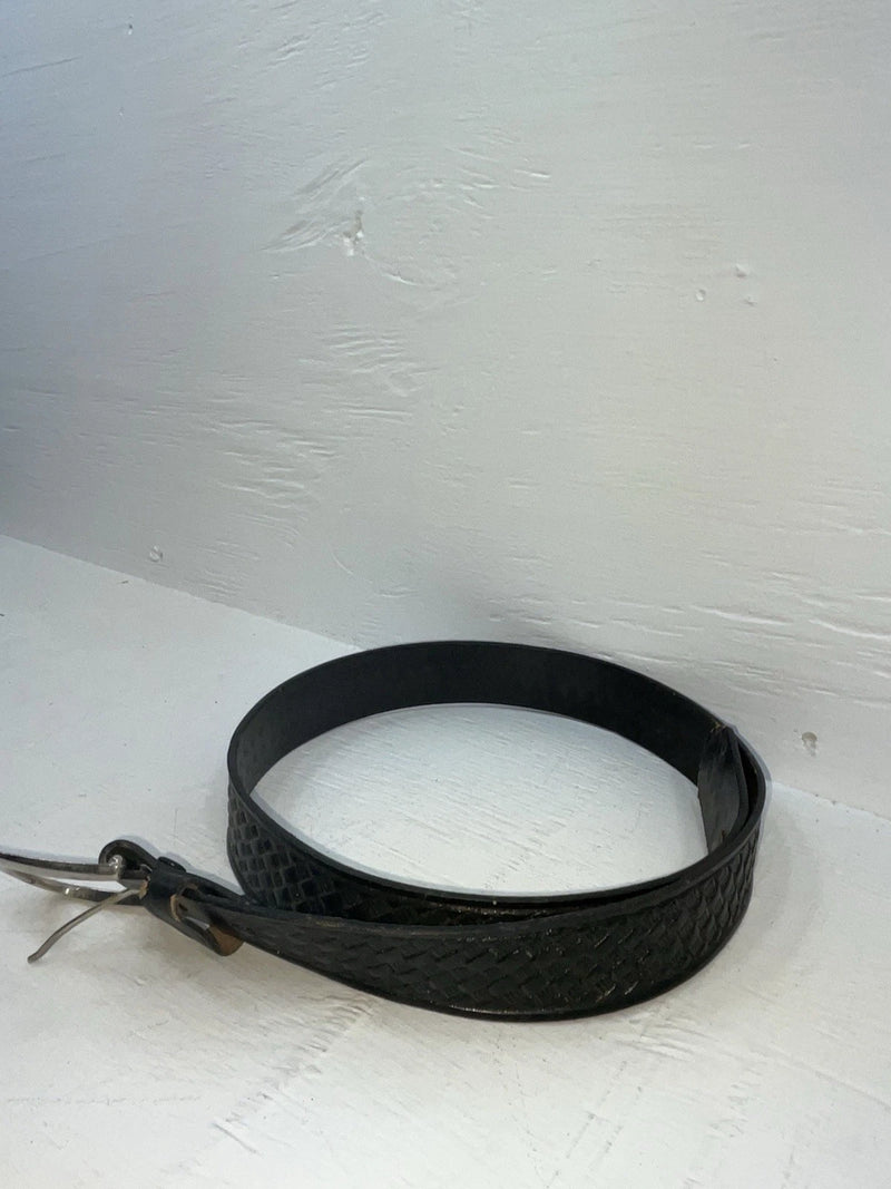 New Black Genuine Leather Tooled 34” Belt #UN605 JJ-11