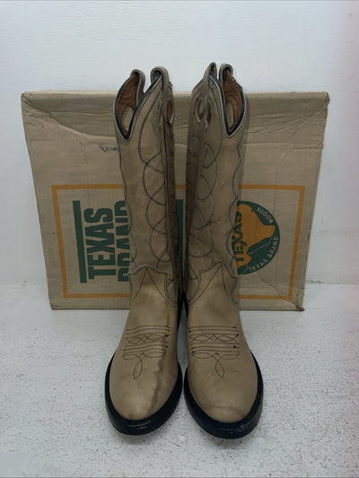 New Men’s Cream Texas Brand Cowboy Boots. 7899 7.5 7 1/2 D. 1-72