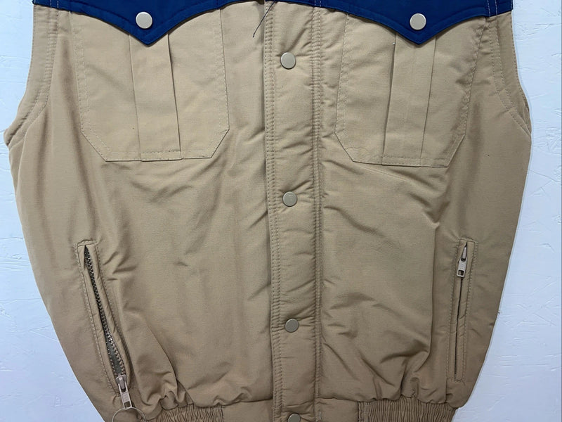 New Women’s Tan Blue Vest Medium #9630 UU-32