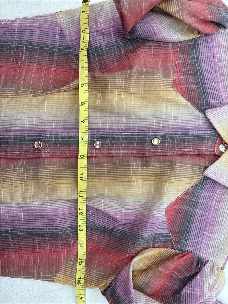 New Women’s H Bar C Multicolor Plaid Long Sleeve Pearl Snap Size 28 DD-142