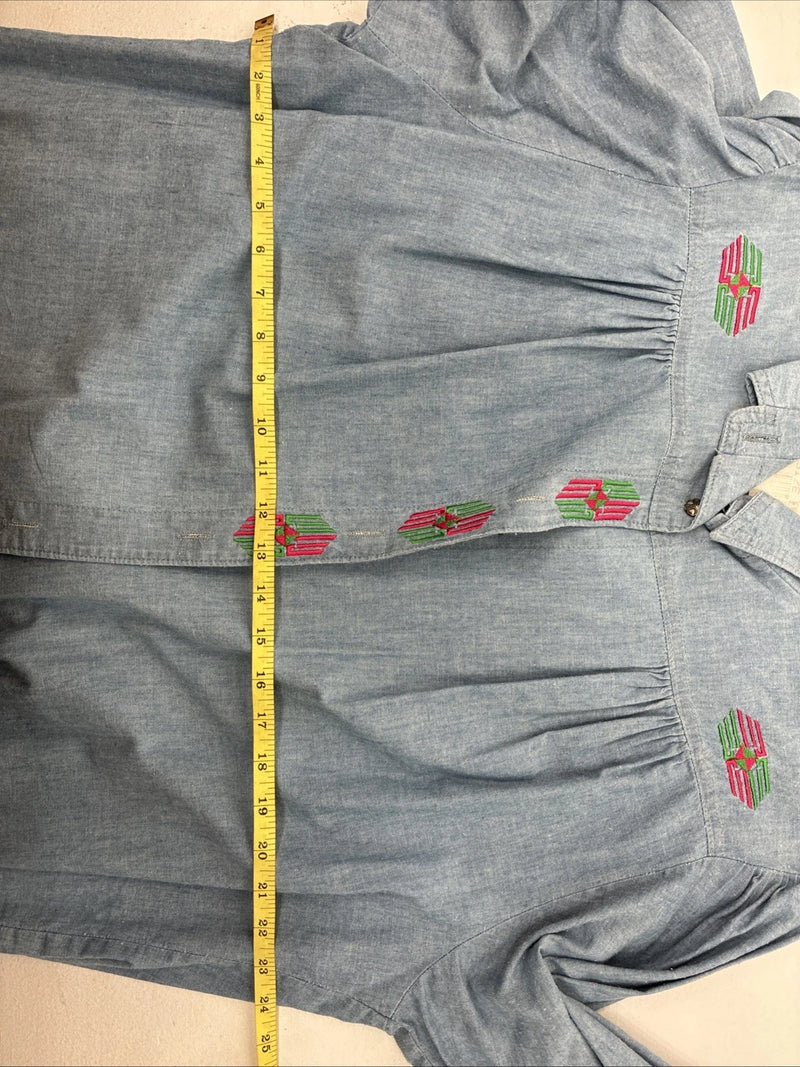 New Women’s Pioneer Wear Blue Long Sleeve Button Up Size 14 KK-116