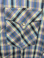 New Men’s Champion Western Purple Plaid Long Sleeve Pearl Snap 14.5 Small O-35