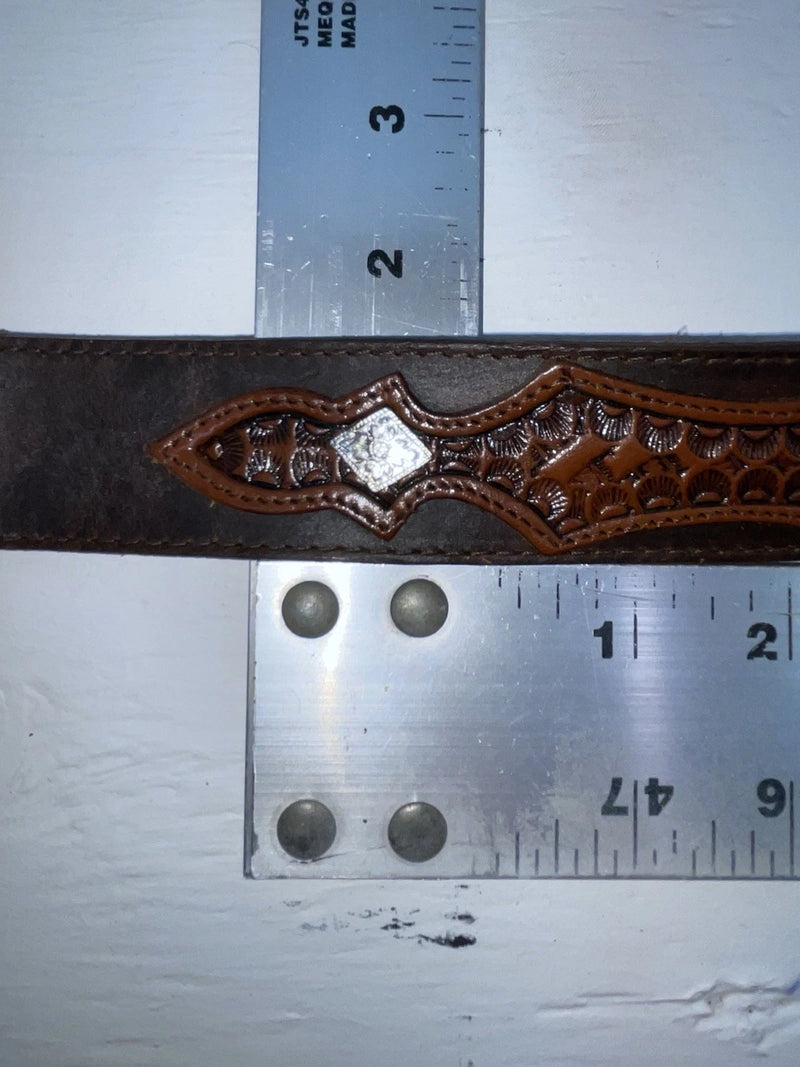 New Brown Genuine Leather Nocona Pendent And Tooled 30” Belt #1110202 JJ-27