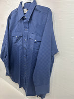 New Men’s Panhandle Slim Blue Checkered Long Sleeve Pearl Snap 17.5 XL T-21