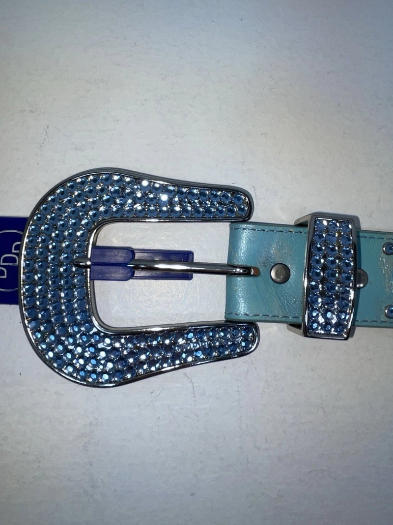 New Blue Genuine Leather 3D  Blue Bling 34” Belt #677 Z-83
