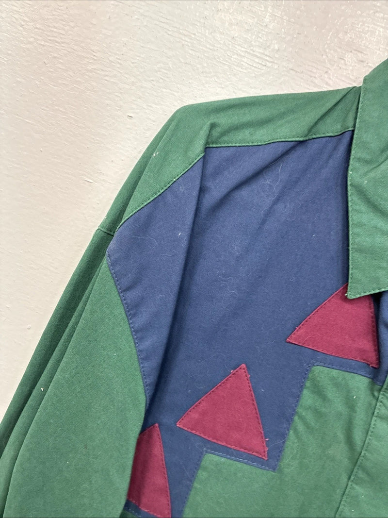 New Women’s San Angelo Green Design Long Sleeve Button Up Size Large TT-72