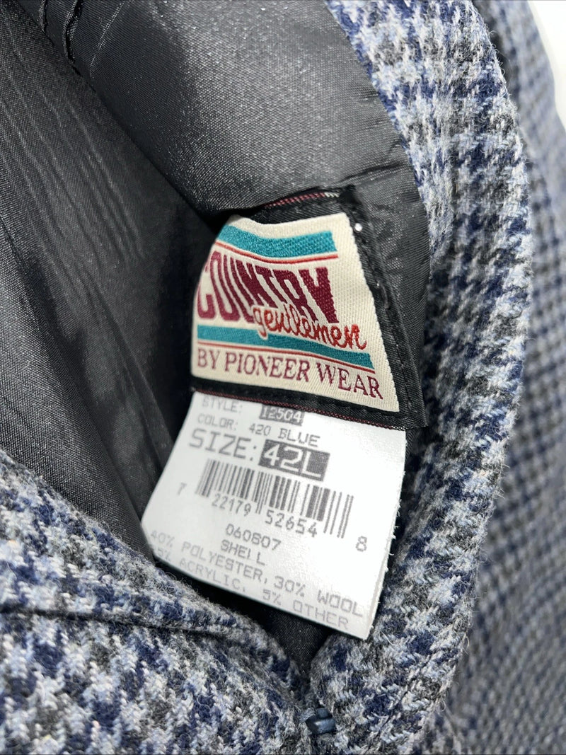 New Men’s Pioneer Wear Blue Plaid Suit Jacket 42L #12504 X-602 
