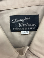 New Men’s Champion Western Brown Design Long Sleeve Pearl Snap 15.5 Medium X-12