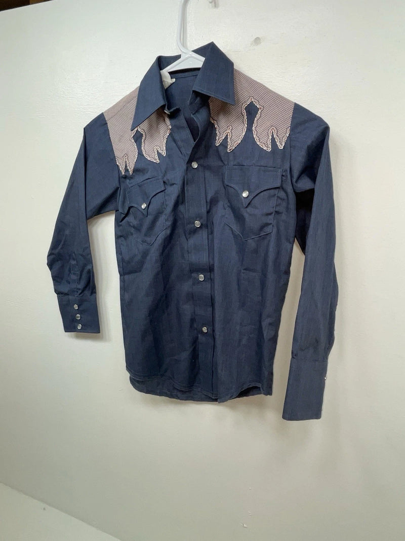 New Women’s Blue Long Sleeve Button Up Shirt 3B-108 