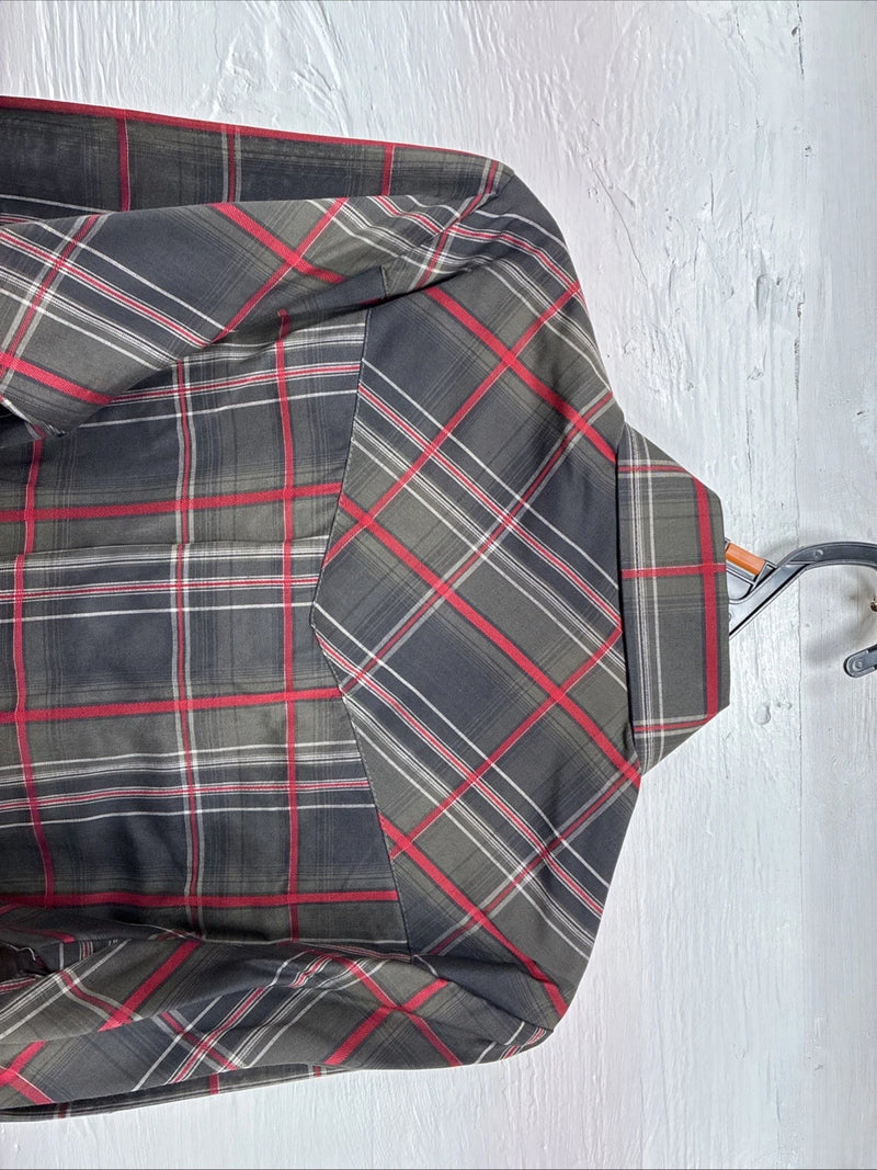 New Kids ELY Cattleman Green Plaid Long Sleeve Pearl Snap Medium DD-27