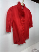 New Women’s H Bar C Red Long Sleeve Button up Size 34 MM-132