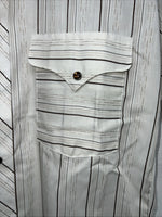 New men’s Panhandle slim white Stripped Pearl Snap Short Sleeve 14.5 Small A-179