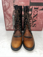 New Women’s Brown Lace Up Texas Brand Cowboy Boots. 4691 7.5 7 1/2 M. 17-62