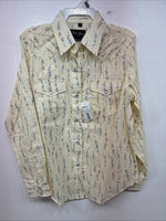 New Kids White Horse Floral Long Sleeve Pearl Snap Large MM-7