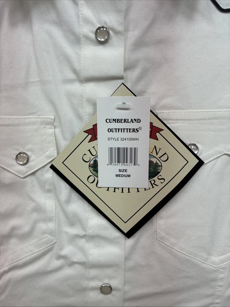 New Women’s Cumberland White Cropped White Short Sleeve Pearl Snap Medium LL-67