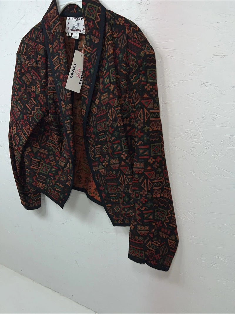 New Women’s Red Aztec Crazy Cowgirl Cover Jacket Large #ccJ-74 UU-21