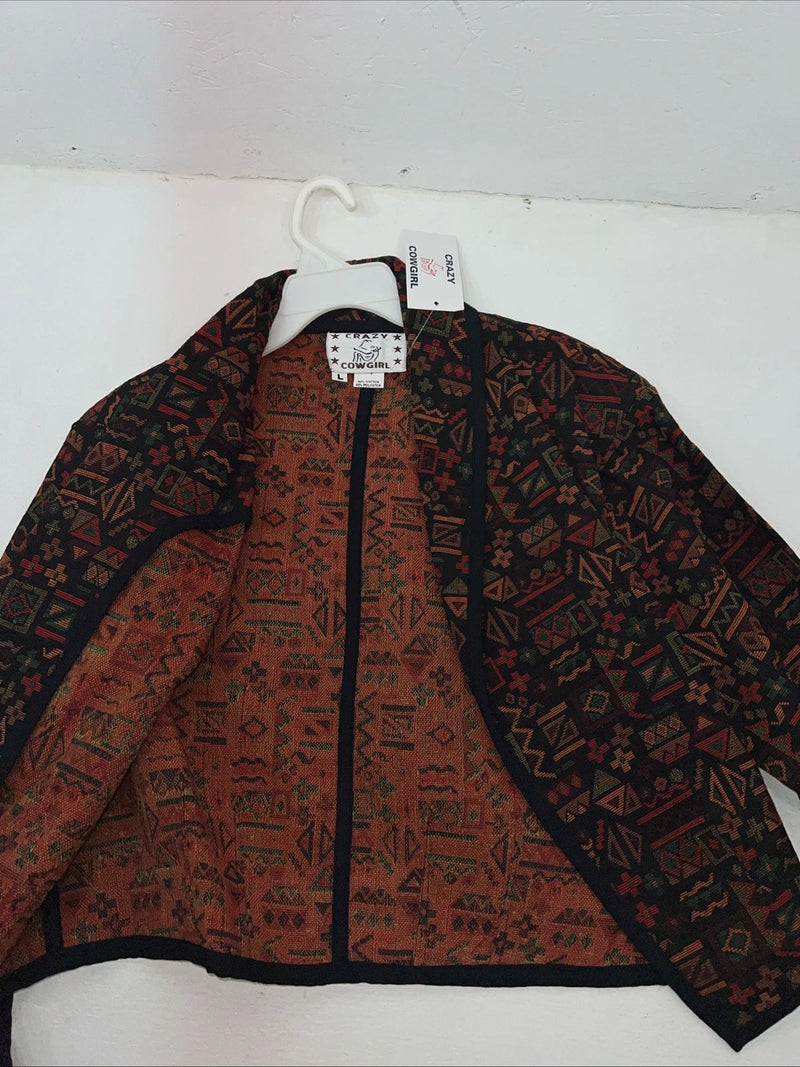 New Women’s Red Aztec Crazy Cowgirl Cover Jacket Large #ccJ-74 UU-21