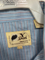 New Men’s ELY Cattleman Blue Stripe Long Sleeve Pearl Snap XL H-82