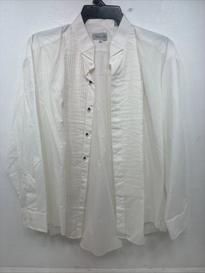 New Formal Matt White Long Sleeve Button Up English Shirt XL TT-41