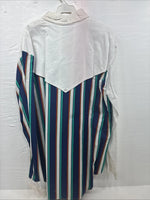 New Men’s Mine & Bills White Multicolor Stripe Long Sleeve Button Up Large V-78