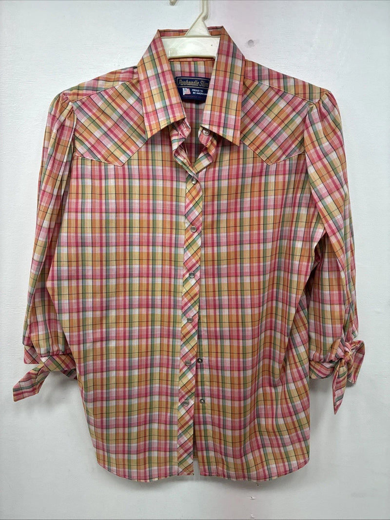 New Women’s Panhandle Slim Multicolor Plaid Long Sleeve Pearl Snap 16 X 38 II-18