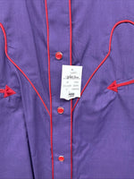 New Women’s White Horse Purple Long Sleeve Pearl Snap Size Large KK-58