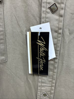 New Men’s White Horse Green Long Sleeve Square Pearl Snap 3XL E-63