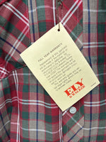 New Men’s ELY Plains Red Plaid Long Sleeve Pearl Snap 14.5 X 33 Small AA-94
