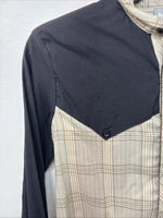 New Kids Cowboy Threads Black Yellow Plaid Long Sleeve Button Up Size 16 DD-83
