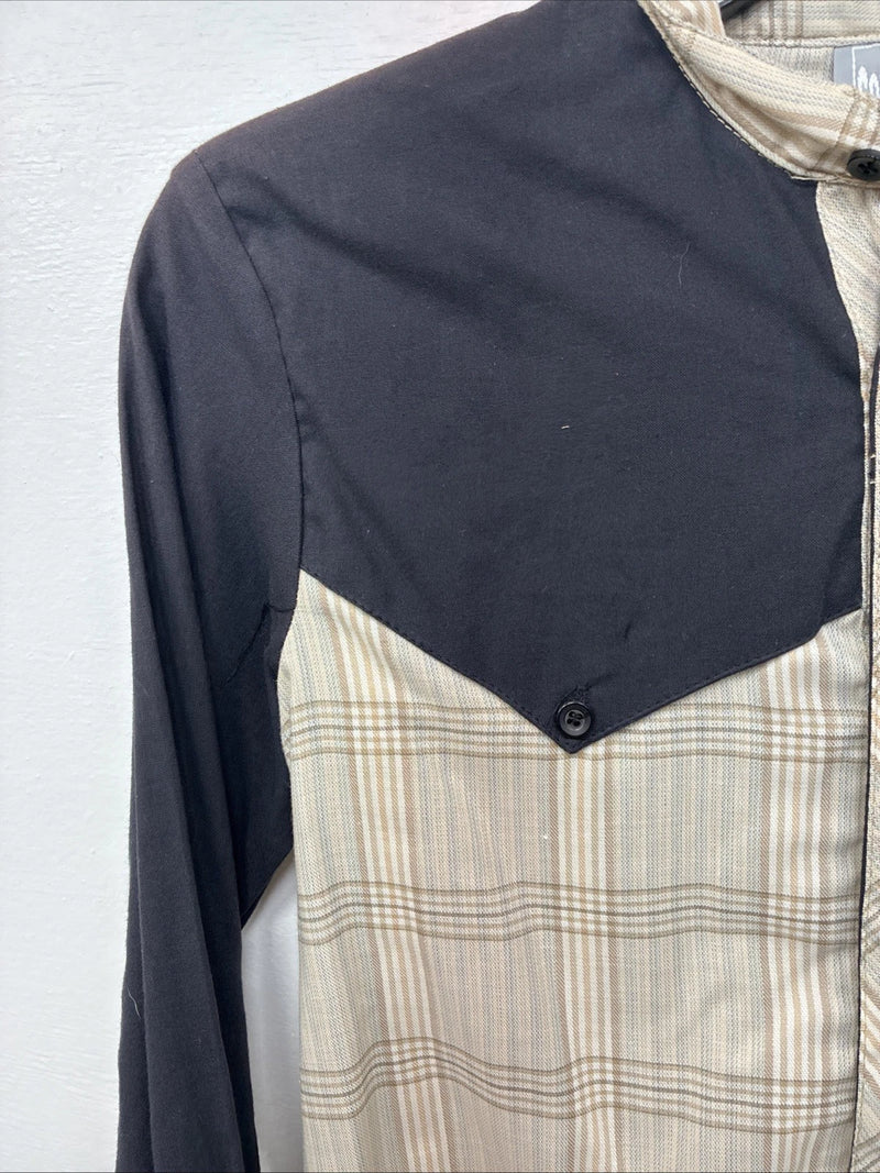 New Kids Cowboy Threads Black Yellow Plaid Long Sleeve Button Up Size 16 DD-83