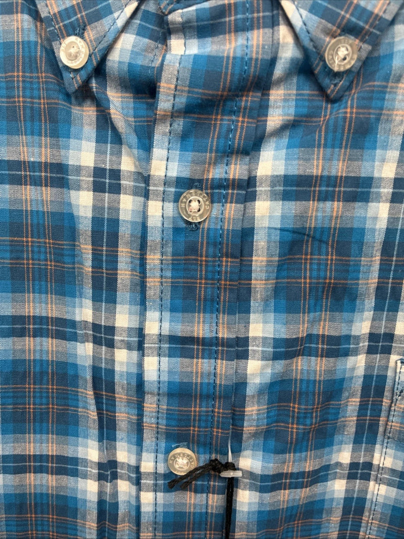 New Men’s ELY Cattleman Blue Plaid Long sleeve Button Up 2XL M-49 