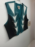 New Women’s 1849 Authentic Ranchwear Blue White Black Show Vest 3XL WW-36